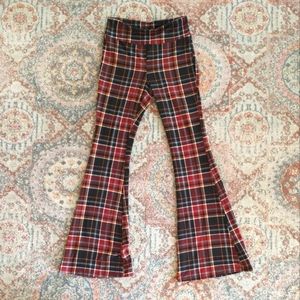 Retro Plaid Flares Pants